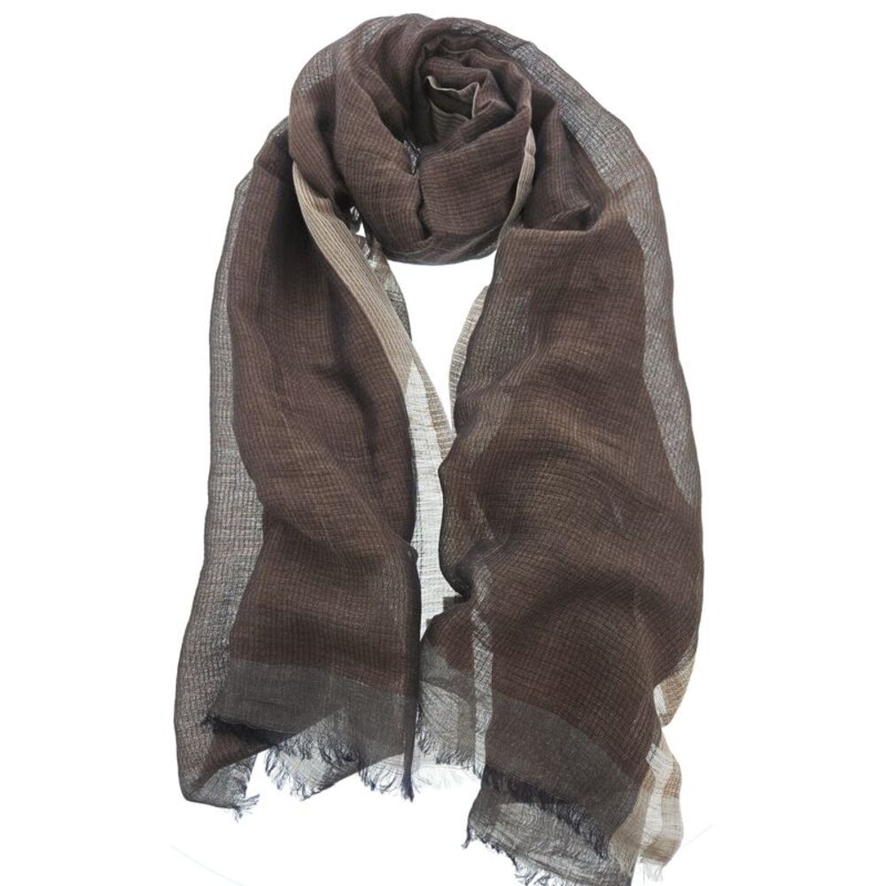 Lanvin Linen-Cotton Blend Scarf – Lightweight Brown Wrap,  Breathable Design - Picture 4 of 4